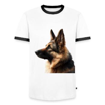 Beau chien - T-shirt contrasté Homme - blanc/noir - Devant - AI Model Female 172 light (172cm) & AI Model Male 178 dark (178cm)