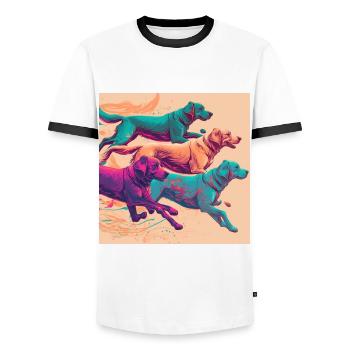 Chiens colorés - Groupe de chiens - T-shirt contrasté Homme - blanc/noir - Devant - AI Model Female 172 light (172cm) & AI Model Male 178 dark (178cm)