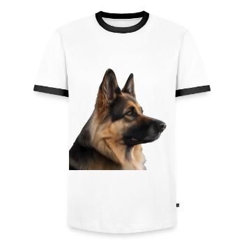 Beau chien - T-shirt contrasté Homme - blanc/noir - Devant - AI Model Female 172 light (172cm) & AI Model Male 178 dark (178cm)