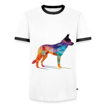 Chien coloré - Beau chien - T-shirt contrasté Homme - blanc/noir - Devant - AI Model Female 172 light (172cm) & AI Model Male 178 dark (178cm)
