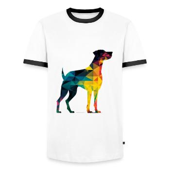 Chien coloré - Beau chien - T-shirt contrasté Homme - blanc/noir - Devant - AI Model Female 172 light (172cm) & AI Model Male 178 dark (178cm)