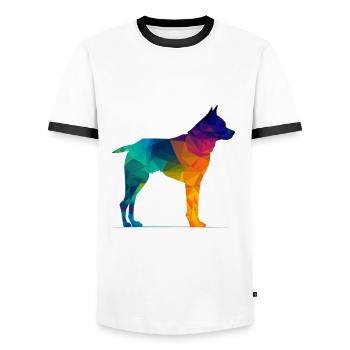 Chien coloré - Beau chien - T-shirt contrasté Homme - blanc/noir - Devant - AI Model Female 172 light (172cm) & AI Model Male 178 dark (178cm)