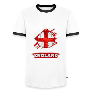 Soccer country flag of England - Men's Ringer Shirt - white/black - Front - AI Model Female 172 light (172cm) & AI Model Male 178 dark (178cm)