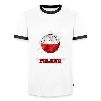 Drapeau du pays de football de la Pologne - T-shirt contrasté Homme - blanc/noir - Devant - AI Model Female 172 light (172cm) & AI Model Male 178 dark (178cm)