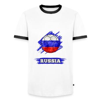 Soccer country flag Russia - Men's Ringer Shirt - white/black - Front - AI Model Female 172 light (172cm) & AI Model Male 178 dark (178cm)