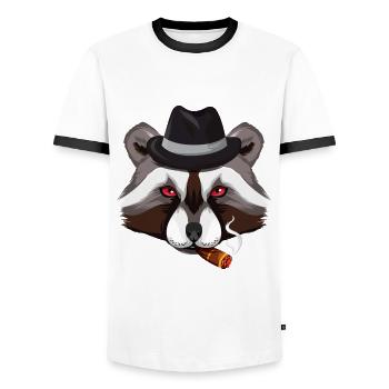 Mafia Waschbär - Männer Kontrast-T-Shirt - Weiß/Schwarz - Vorne - AI Model Female 172 light (172cm) & AI Model Male 178 dark (178cm)