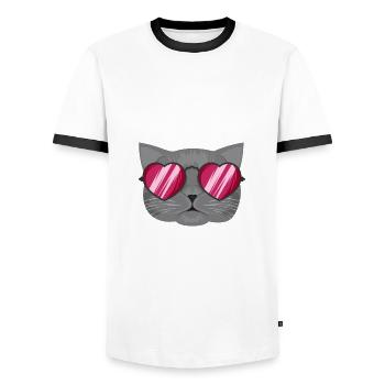 J'aime les chatons - T-shirt contrasté Homme - blanc/noir - Devant - AI Model Female 172 light (172cm) & AI Model Male 178 dark (178cm)