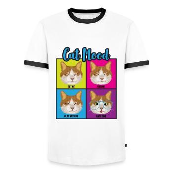 Funny Cat Moods - Men's Ringer Shirt - white/black - Front - AI Model Female 172 light (172cm) & AI Model Male 178 dark (178cm)
