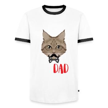 Stolzer Katzen Papa - Männer Kontrast-T-Shirt - Weiß/Schwarz - Vorne - AI Model Female 172 light (172cm) & AI Model Male 178 dark (178cm)