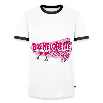 Bachelorette party - Men's Ringer Shirt - white/black - Front - AI Model Female 172 light (172cm) & AI Model Male 178 dark (178cm)