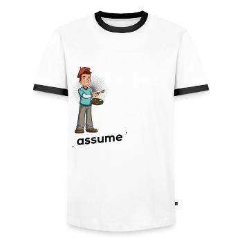 Artist - Save time I am right - Men's Ringer Shirt - white/black - Front - AI Model Female 172 light (172cm) & AI Model Male 178 dark (178cm)