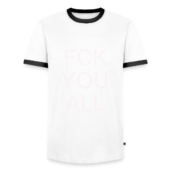 Fuck you all #white - Männer Kontrast-T-Shirt - Weiß/Schwarz - Vorne - AI Model Female 172 light (172cm) & AI Model Male 178 dark (178cm)