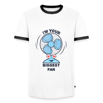 Ich bin dein größter Fan, lustiges Wortspiel - Männer Kontrast-T-Shirt - Weiß/Schwarz - Vorne - AI Model Female 172 light (172cm) & AI Model Male 178 dark (178cm)