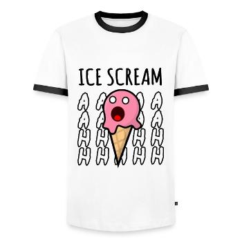 Ice Scream, lustiges Eisspiel - Männer Kontrast-T-Shirt - Weiß/Schwarz - Vorne - AI Model Female 172 light (172cm) & AI Model Male 178 dark (178cm)