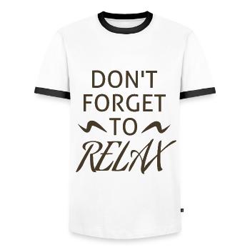 N’oubliez pas de vous détendre, citation positive - T-shirt contrasté Homme - blanc/noir - Devant - AI Model Female 172 light (172cm) & AI Model Male 178 dark (178cm)