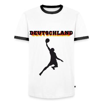 Basketball Win Germany - Men's Ringer Shirt - white/black - Front - AI Model Female 172 light (172cm) & AI Model Male 178 dark (178cm)