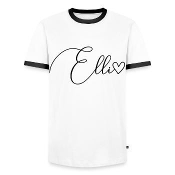 Elli Surname First Name Girl - Men's Ringer Shirt - white/black - Front - AI Model Female 172 light (172cm) & AI Model Male 178 dark (178cm)