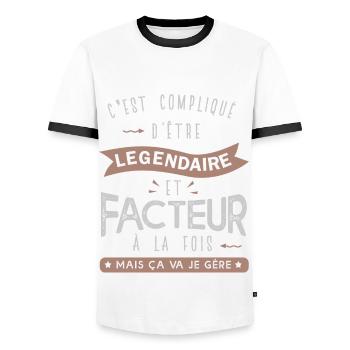 facteur légendaire profession métier postier - T-shirt contrasté Homme - blanc/noir - Devant - AI Model Female 172 light (172cm) & AI Model Male 178 dark (178cm)