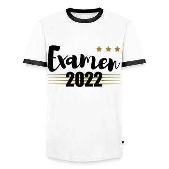 Examen 2022 gold - Männer Kontrast-T-Shirt - Weiß/Schwarz - Vorne - AI Model Female 172 light (172cm) & AI Model Male 178 dark (178cm)