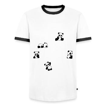 Je parle couramment le panda ! Pandas Kawaii mignons - T-shirt contrasté Homme - blanc/noir - Devant - AI Model Female 172 light (172cm) & AI Model Male 178 dark (178cm)