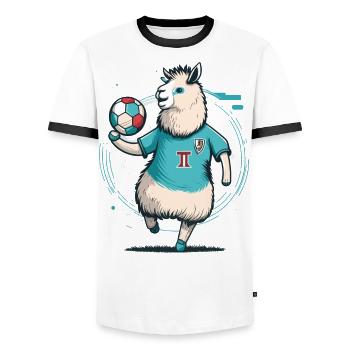 Objectifs du lama - T-shirt contrasté Homme - blanc/noir - Devant - AI Model Female 172 light (172cm) & AI Model Male 178 dark (178cm)