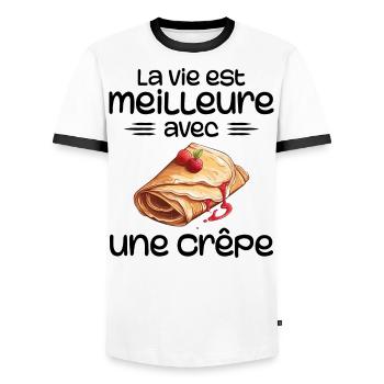 Crêpes Bretagne humour crêpe - T-shirt contrasté Homme - blanc/noir - Devant - AI Model Female 172 light (172cm) & AI Model Male 178 dark (178cm)
