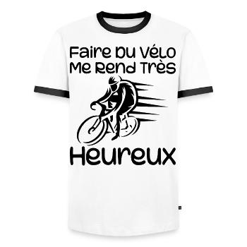 Radfahren macht mich sehr glücklich - Radfahren - Männer Kontrast-T-Shirt - Weiß/Schwarz - Vorne - AI Model Female 172 light (172cm) & AI Model Male 178 dark (178cm)