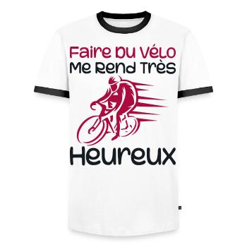 Radfahren macht mich sehr glücklich - Radfahren - Männer Kontrast-T-Shirt - Weiß/Schwarz - Vorne - AI Model Female 172 light (172cm) & AI Model Male 178 dark (178cm)