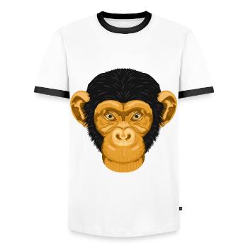 Monkey Chimpanzee Monkey - Men's Ringer Shirt - white/black - Front - AI Model Female 172 light (172cm) & AI Model Male 178 dark (178cm)