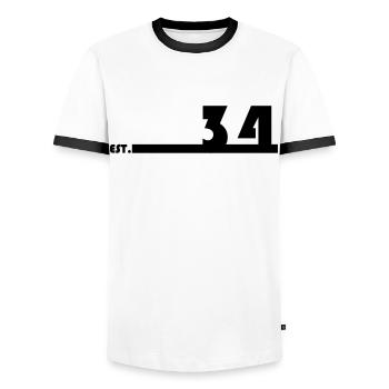 34_Black - Männer Kontrast-T-Shirt - Weiß/Schwarz - Vorne - AI Model Female 172 light (172cm) & AI Model Male 178 dark (178cm)