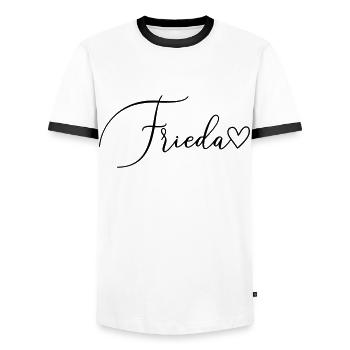 Frieda Name Vorname Mädchen - Männer Kontrast-T-Shirt - Weiß/Schwarz - Vorne - AI Model Female 172 light (172cm) & AI Model Male 178 dark (178cm)