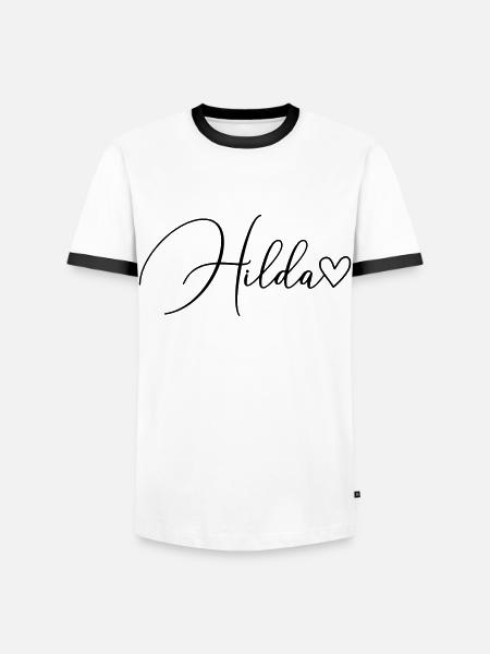 Hilda Efternavn Fornavn Pige - Herre kontrast-T-shirt - hvid/sort