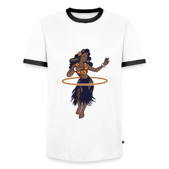 Hulahoop Hullern Fitness Aloha - Men's Ringer Shirt - white/black - Front - AI Model Female 172 light (172cm) & AI Model Male 178 dark (178cm)