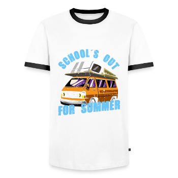 Schools out campers for students & teachers holidays - Men's Ringer Shirt - white/black - Front - AI Model Female 172 light (172cm) & AI Model Male 178 dark (178cm)