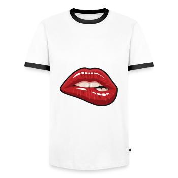 Vegan - Kiss me I’m Vegan T-Shirt - T-shirt contrasté Homme - blanc/noir - Devant - AI Model Female 172 light (172cm) & AI Model Male 178 dark (178cm)