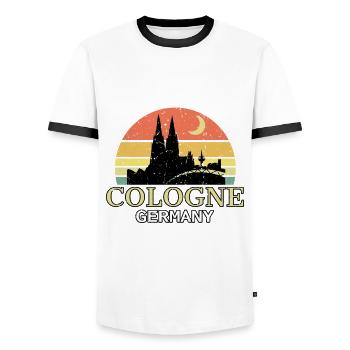 Cologne Skyline Silhouette Chemise cathédrale de Cologne - T-shirt contrasté Homme - blanc/noir - Devant - AI Model Female 172 light (172cm) & AI Model Male 178 dark (178cm)