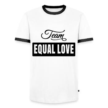 Team Equal Love - Men's Ringer Shirt - white/black - Front - AI Model Female 172 light (172cm) & AI Model Male 178 dark (178cm)