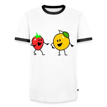 fruit salad strawberry orange - Men's Ringer Shirt - white/black - Front - AI Model Female 172 light (172cm) & AI Model Male 178 dark (178cm)