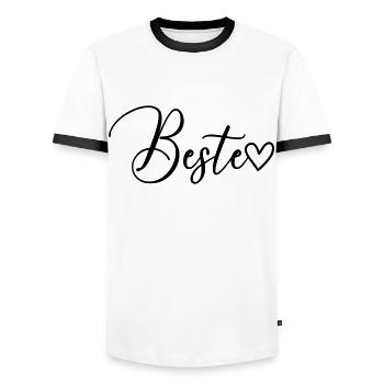 Beste Schrift - Männer Kontrast-T-Shirt - Weiß/Schwarz - Vorne - AI Model Female 172 light (172cm) & AI Model Male 178 dark (178cm)
