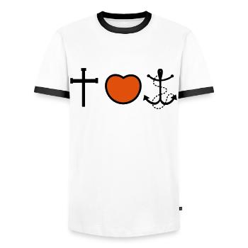 Glaube Liebe Hoffnung - Männer Kontrast-T-Shirt - Weiß/Schwarz - Vorne - AI Model Female 172 light (172cm) & AI Model Male 178 dark (178cm)