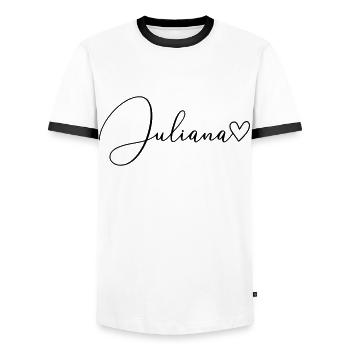Juliana Name Vorname Mädchen - Männer Kontrast-T-Shirt - Weiß/Schwarz - Vorne - AI Model Female 172 light (172cm) & AI Model Male 178 dark (178cm)