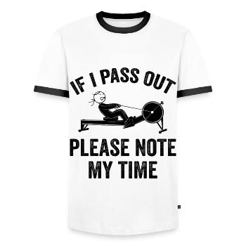 Ergometer Rowing Exercise ERG Machine Lover Fitnes - Men's Ringer Shirt - white/black - Front - AI Model Female 172 light (172cm) & AI Model Male 178 dark (178cm)