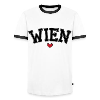 Wien Herz Schrift - Männer Kontrast-T-Shirt - Weiß/Schwarz - Vorne - AI Model Female 172 light (172cm) & AI Model Male 178 dark (178cm)
