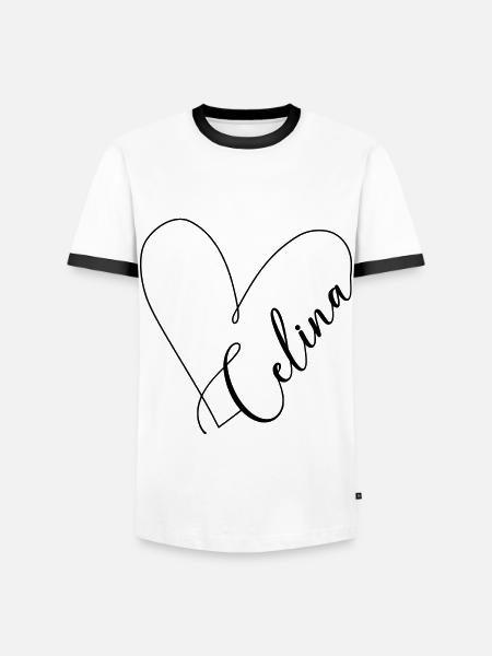 Celina Name Heart Line - Men's Ringer Shirt - white/black