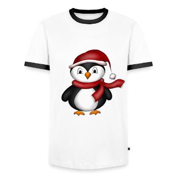 penguin - Men's Ringer Shirt - white/black - Front - AI Model Female 172 light (172cm) & AI Model Male 178 dark (178cm)