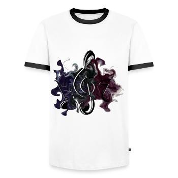Notes de clé - T-shirt contrasté Homme - blanc/noir - Devant - AI Model Female 172 light (172cm) & AI Model Male 178 dark (178cm)