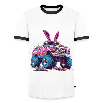 Monster Truck Osterhase Ostern Monstertruck - Männer Kontrast-T-Shirt - Weiß/Schwarz - Vorne - AI Model Female 172 light (172cm) & AI Model Male 178 dark (178cm)