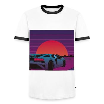 Supercar Act pour vos rêves Dream Car Sunrise - T-shirt contrasté Homme - blanc/noir - Devant - AI Model Female 172 light (172cm) & AI Model Male 178 dark (178cm)