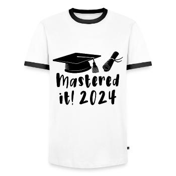 Gemeistert 2024 Master Abschluss Graduiert 2024 - Männer Kontrast-T-Shirt - Weiß/Schwarz - Vorne - AI Model Female 172 light (172cm) & AI Model Male 178 dark (178cm)