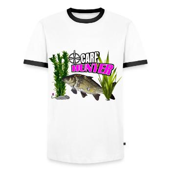 Carp hunter - Men's Ringer Shirt - white/black - Front - AI Model Female 172 light (172cm) & AI Model Male 178 dark (178cm)